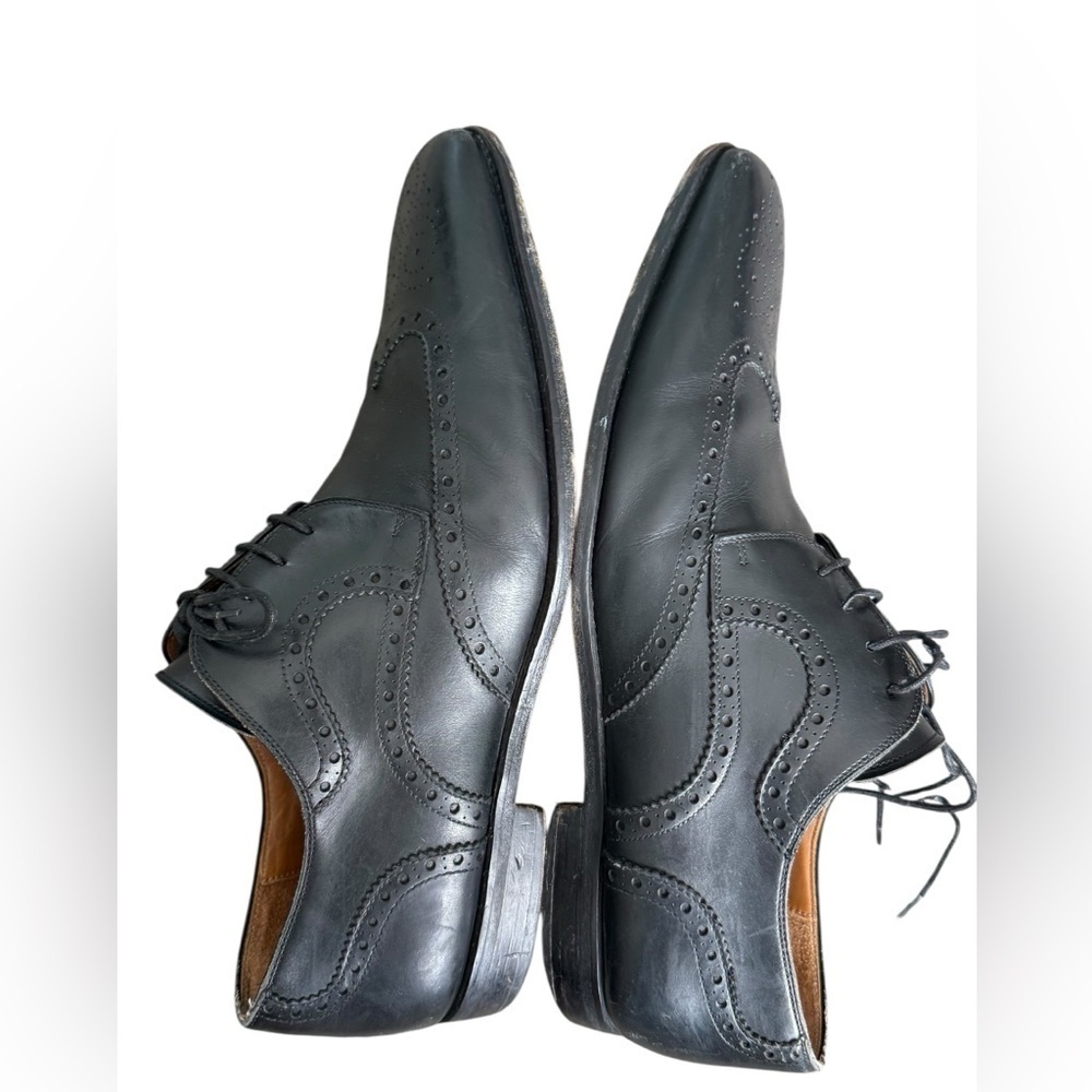 Magnanni Mens Shoes  Size 10  Brogue Wingtip Black Leather Derby Oxford 13974 - Picture 11 of 15
